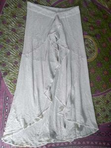 White Sheer Ruffled Maxi Skirt