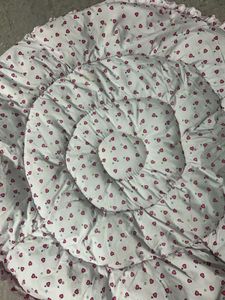 Baby Round Play Mat Cum Storage Bag - Pink &amp; White
