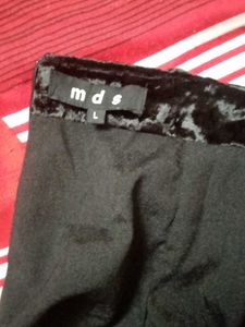 Velvet Mini Skirt With Side Slit