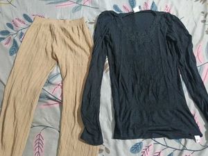Comfortable Leggings and Black Top Set