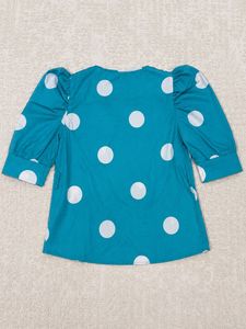 💙Teal Polka-Dot Puff Sleeve Top 💙