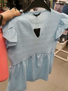 Baby Blue Textured Peplum Top