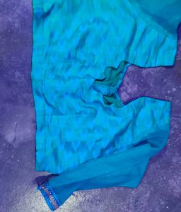 Teal Silk Blouse with Embellished Cuffs