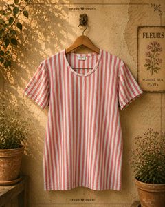 Orange & Smoke Grey Striped Crew Neck T-Shirt
