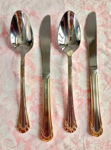 Gold Trimmed Cutlery Set Stainless Steel
