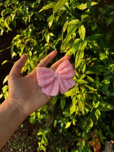 Handmade Pink Crochet bow keychain