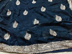 Elegant Teal Saree with Silver Embroidery
