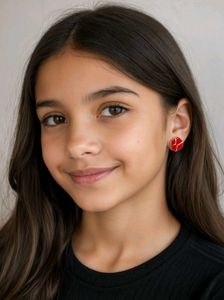 Unique Red & Gold Stud Earrings