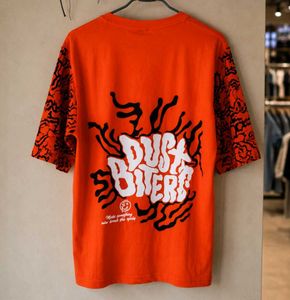 Men's Orange Graphic Print T-Shirt