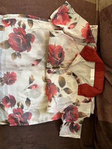 Red Rose Printed organza kurti