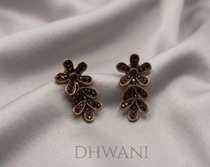 Dhwani Red Stone Flower Earrings