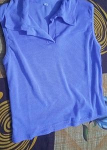 PURPLE RIB COLLAR TOP NEW  FASHION