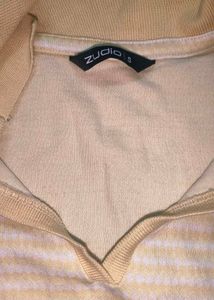 Yellow &amp; White Striped Collared Top for Women