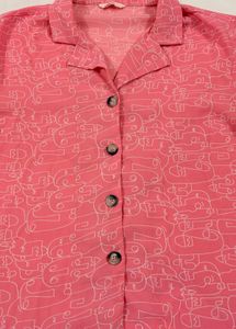 Stylish Pink Line Art Print Crop Shirt 34-36 bust