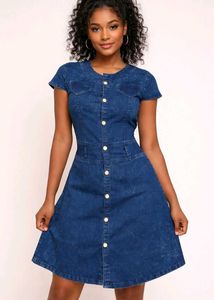 Blue Denim Button-Up Dress