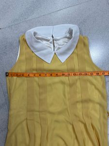 Yellow Sleeveless Dress with White Collar