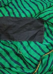 Teal Blue Saree with Navy Stripes