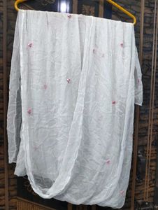 Floral Pink Print Kurta White