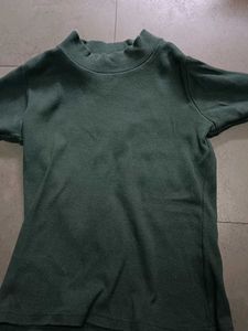 Green Mock Neck Long Sleeve Top