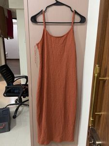 Textured Spaghetti Strap Midi Dress