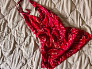 Vibrant Red Bandhani Kurti