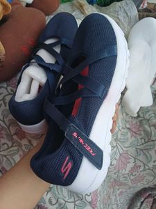 sketchers girls navy blue ballet slip on sneakers