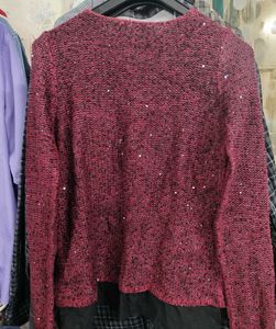 Burgundy Sequin Detail Sweater
