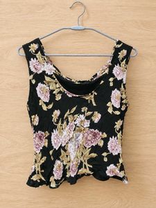 black floral cowl neck top