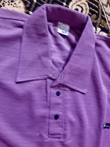 Stylish Lavender Textured Slim Fit Polo T-Shirt