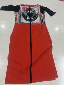 Stylish Red &amp; Black Graphic Dress