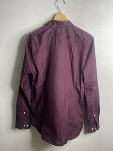 Men's Burgundy Printed Full Sleeve Shirt