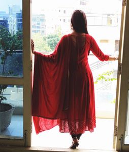 Elegant Red Kurta Set with Dupatta (no Pant)