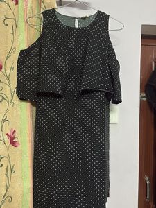 Polka Dot Cold Shoulder Mini Dress