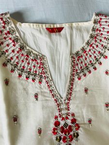 Brand W Elegant White Kurta Set with Floral Dupa