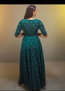Elegant Teal Polka Dot Maxi Dress