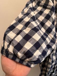 Gingham Print Puff Sleeve Top
