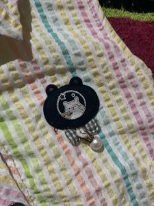 Cute Striped Baby Girl Top with Bear Badge