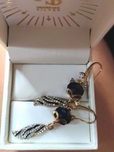 925 Silver Hall Mark Cute Cat Dangle Earrings