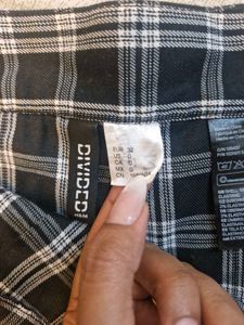 Black &amp; White Plaid Mini Skirt