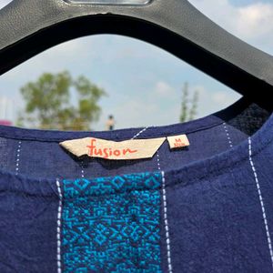 Navy Blue Striped Kurta
