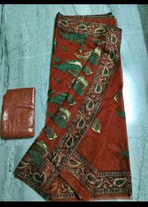 Elegant Embroidered Orange Saree