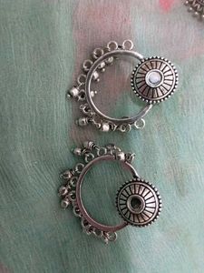 Oxidised Silver Jhumka Earrings &amp; Ring Set