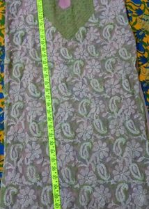 Beautiful Pink Chikan Kari Kurta