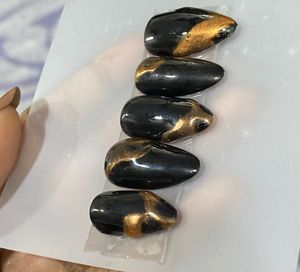 Sale 🔥Press-On Nails - Black & Gold Chrome