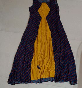 Mustard Yellow & Blue Kurta For Women ✅