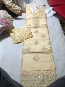 Elegant Cream suit Set with Intricate Embellishmen