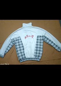Men's Track Jacket with Plaid Sleeves