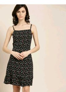 Women Fit And Flare Black Knee Length Dress