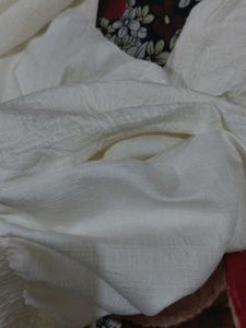 Elegant White Kurta with Colorful Neckline