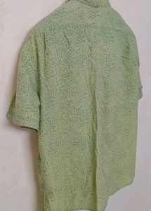LLBean Men's Green Print Short Sleeve Shirt